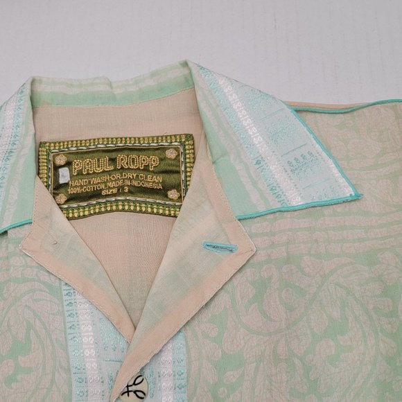 Mens Amazing Cross Stitch Embroidered Light Art Shirt PAUL ROPP 100% Silk 3 - Picture 13 of 16